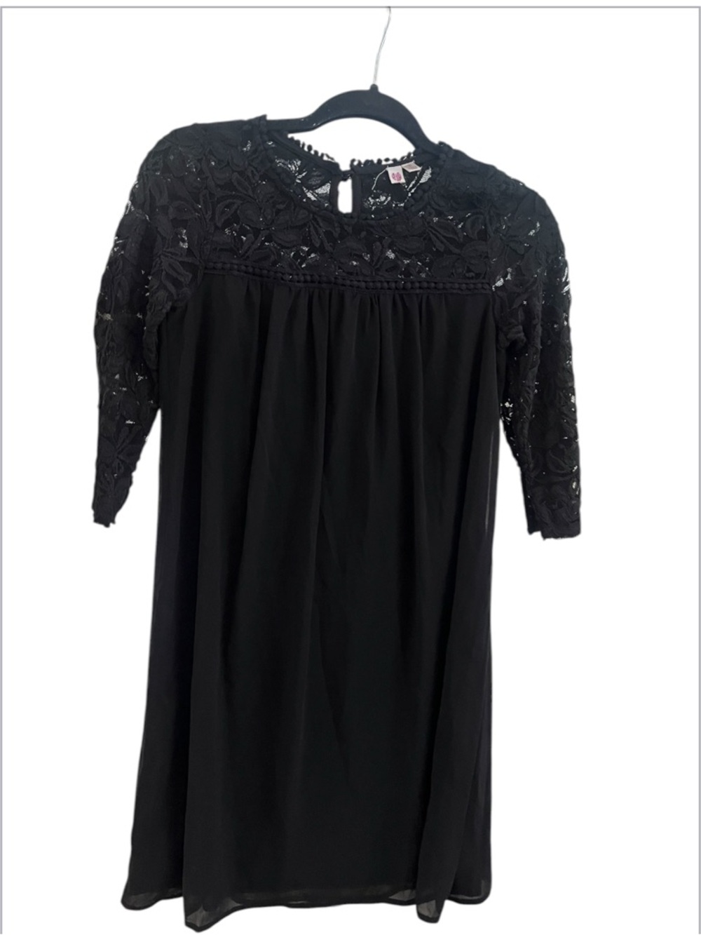 Black Lace Yoke Midi Dress